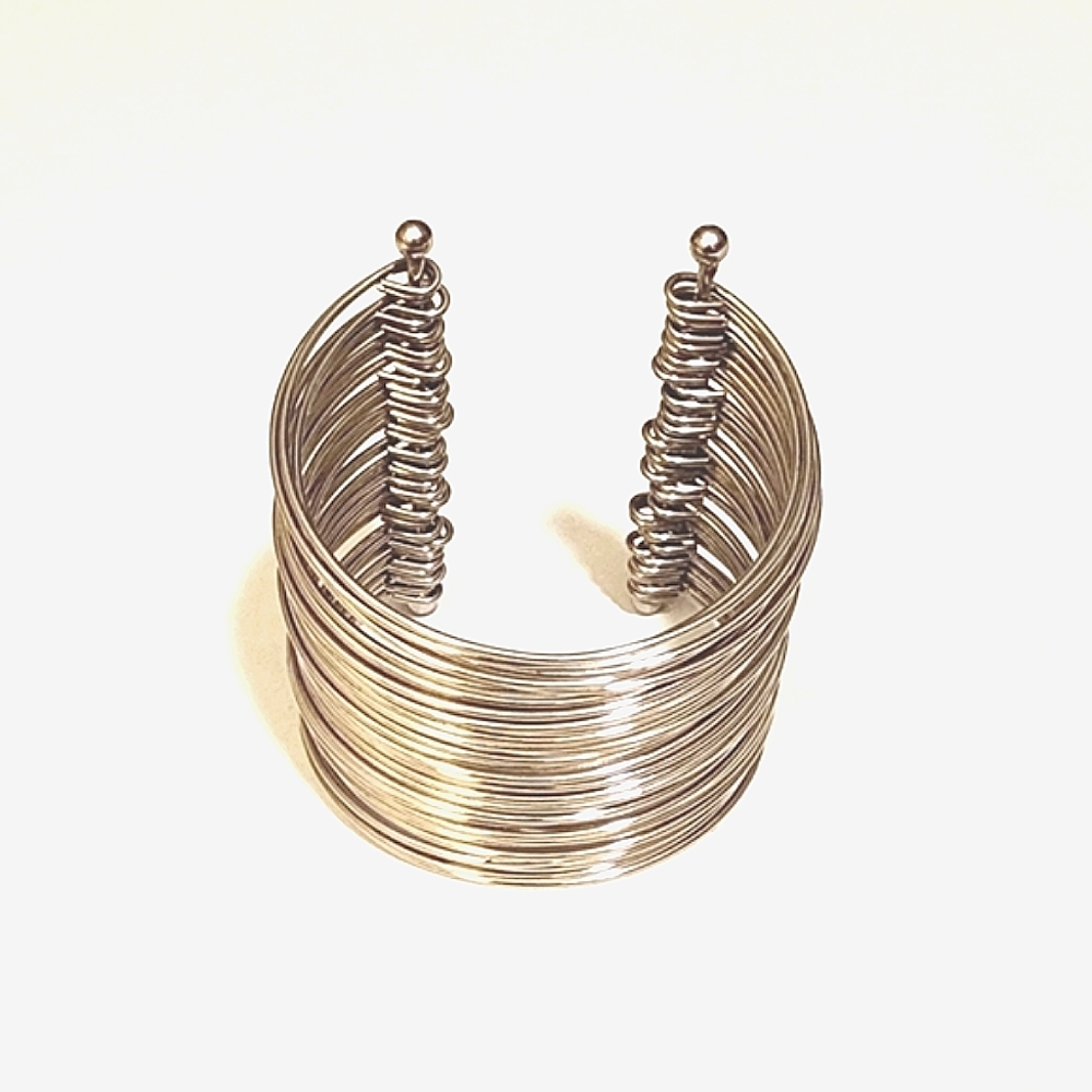 Metal Strands Cuff Bracelet Bent & Wrapped